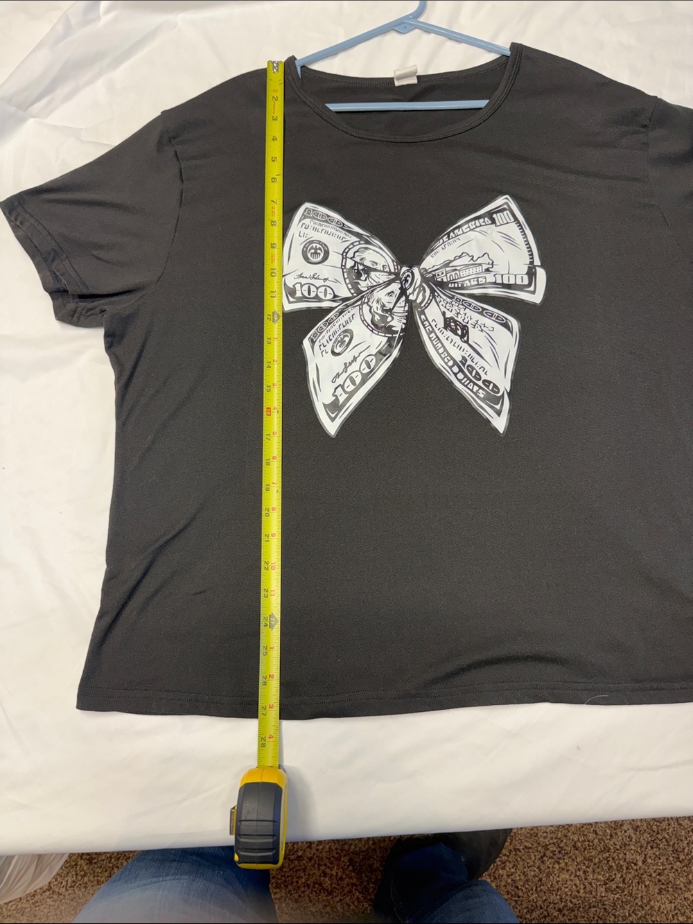 Black Short-Sleeve Tee with White Money-Bow Graphic - Picture 4 of 14